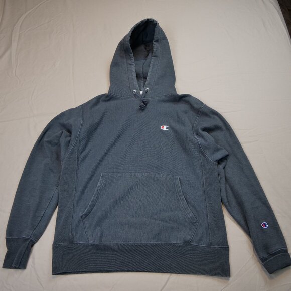 Champion Grey Reverse Weave Hoodie Sweatshirt - Picture 1 of 5